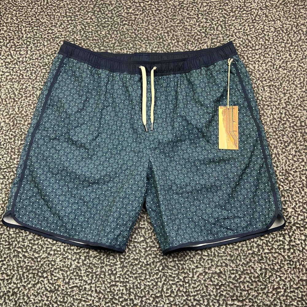 Fair Harbor Board Shorts Men XXXL Blue Geometric Print Swim Trunks Size 3XL New
